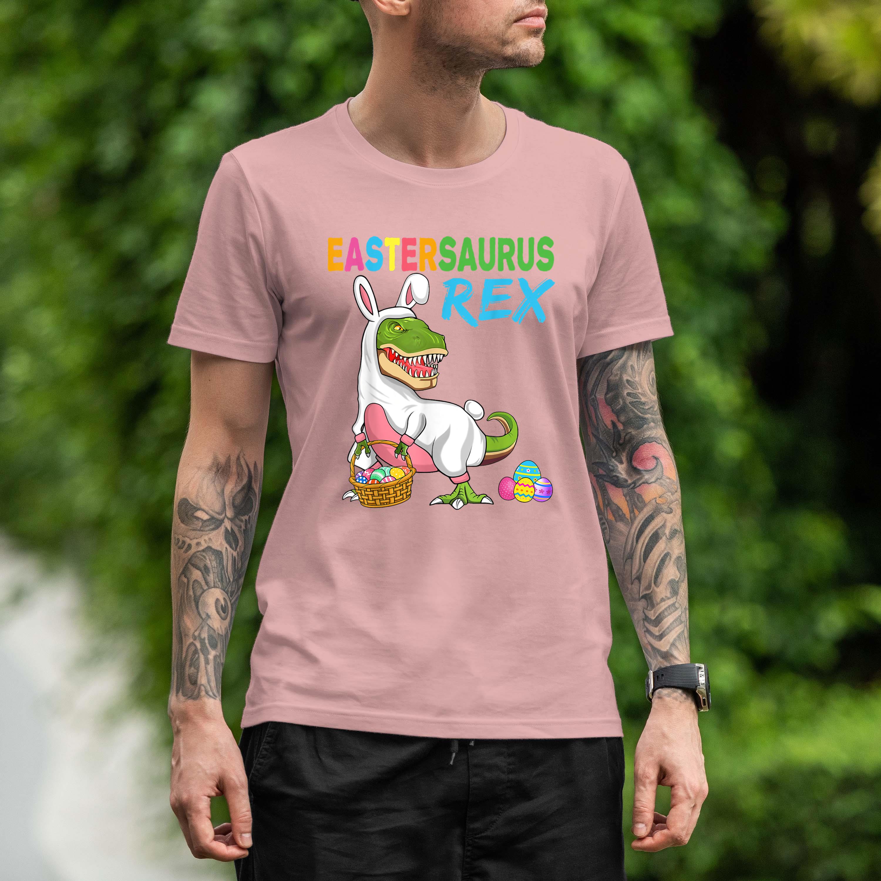 Eastersaurus Rex Trex Easter Bunny Dino Boys Kids Shirt 